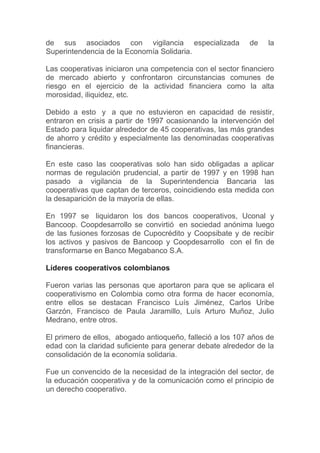 Reseña histórica del cooperativismo en colombia | DOC
