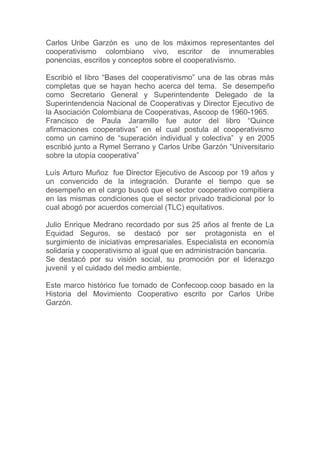 Reseña histórica del cooperativismo en colombia | DOC