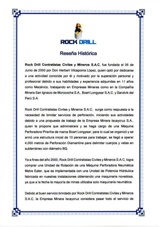 RESEÑA HISTÓRICA DE ROCK DRILL