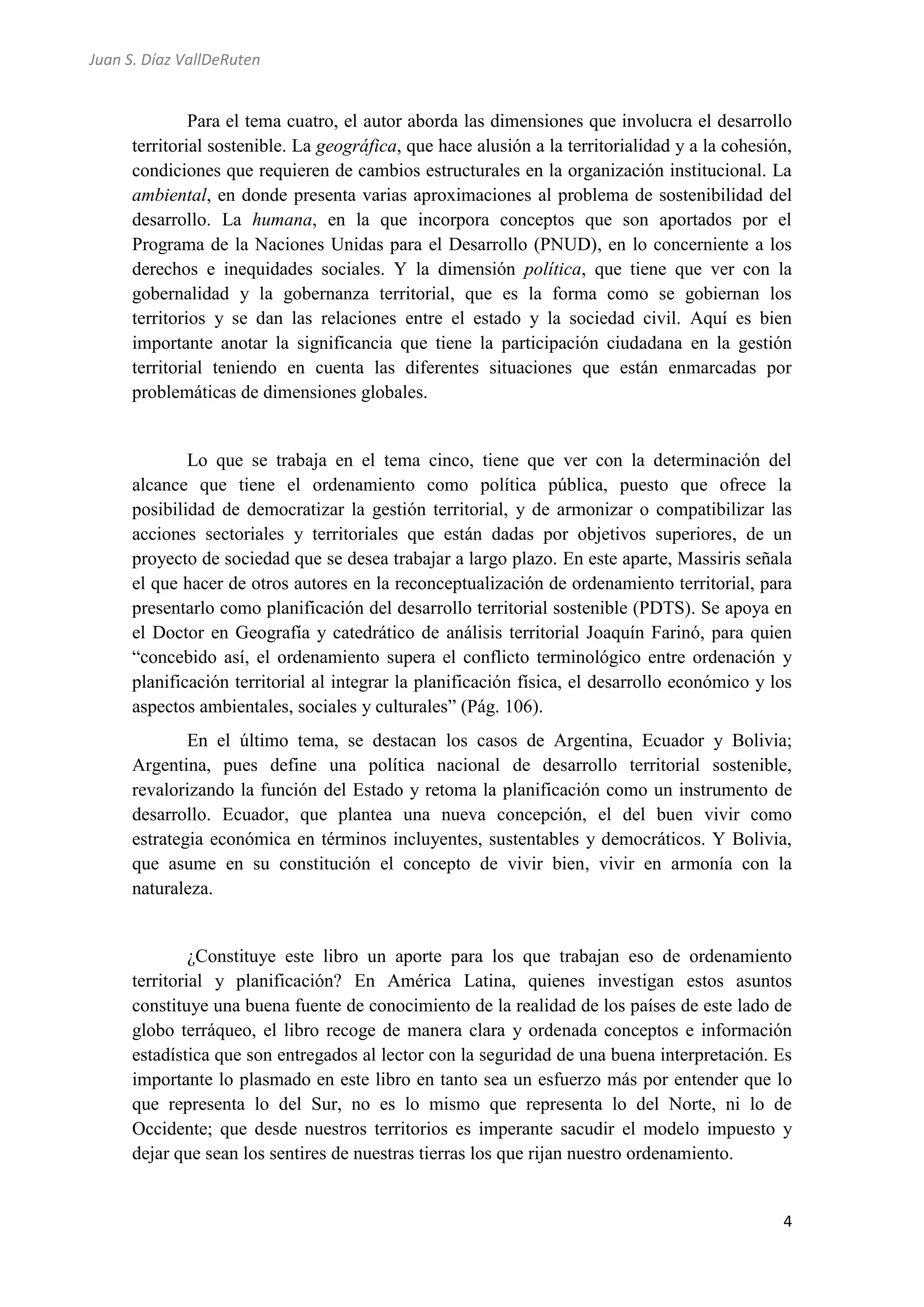 RESEÑA LIBRO Gestión territorial y desarrollo. Hacia una política de ...