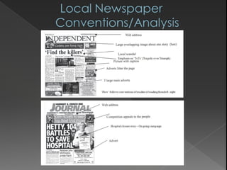 Hospital closure story – On going campaign Emphasis on ‘ToTs’ (Tragedy over Triumph) ‘ Flow’ follows conventions of readers of reading from left - right 