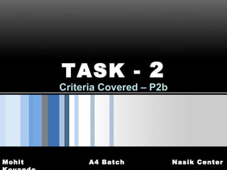 TASK -  2 Criteria Covered – P2b 