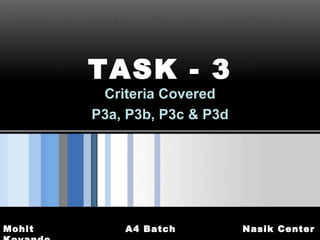 TASK - 3 Criteria Covered P3a, P3b, P3c & P3d 