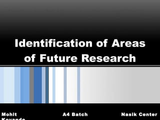 Identification of Areas of Future Research 
