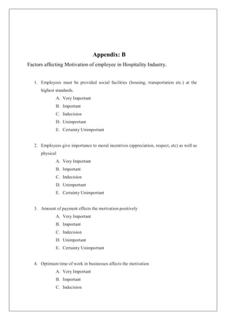 FACTORS AFFECTING EMPLOYEE'S MOTIVATION IN HOSPITALITY INDUSTRY: THE ...