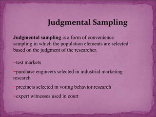 Judgment Sampling Example SAMPLING DESIGNS | PPT