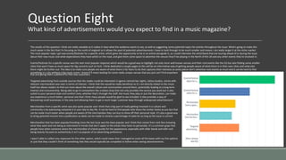 Question Eight
What kind of advertisements would you expect to find in a music magazine?
Else and giving them a platform to find new customers.
Targeted advertising from outside sources that the reader could be interested in (genre centred bar nights, tattoo studios, stores with
relevant merchandise) was next in terms of interest. I think that this would be really beneficial as it’s not directly linked to the music
itself but allows readers to find out more about the overall culture and communities around them, potentially leading to a long term
interest and consumership. Being able to go to somewhere like a tattoo shop that not only provides the service you want but is also
suited to your personal style and comfort zone, whether that’s through the staff, the music they play or just the decoration, can make
any experience a much better, personal one that i think many people would be glad to see included. It also provides a way of
discovering small businesses in the area and allowing them to get a much larger customer base through widespread advertisement.
Merchandise from a specific artist was also quite popular and i think that a big part of really getting involved in a culture and
community is by expressing outwards it in your day to day life. It can be hard to find people who share the similar tastes as you but that
can be made much easier when people are aware of the merchandise they can buy to show off their personal style. It’s also a good way
to bring potential income into a publication as deals can be made to receive a percentage of sales for as long as the issue is current.
Merchandise that has been popular/trending since the last issue was the least popular and i think that comes from rock fans knowing
what they want and not being as interested in trends that don’t apply to the artists they listen to personally. It’s a common gripe that
people have when someone wears the merchandise of a band purely for the appearance, especially with older bands and with rock
being heavily focused on authenticity it isn’t as popular of an advertising preference.
I wasn’t able to collect any responses for the other option, which could mean that i managed to cover all the bases with my five options
or just that they couldn’t think of something that they would typically be compelled to follow when seeing advertisements.
The results of this question i think are really valuable as it makes it clear what the audience wants to see, as well as suggesting some potential topics for articles throughout the issue. What’s going to make this
much easier is the fact that i'm focusing on the north of england so it allows the pool of potential advertisements i have to look through to be much smaller and means i can really target it at the niche market.
The most popular reply i got was events/festivals for a specific artist, which gives the opportunity to tie in an article alongside it, as i could interview the artist/band that are touring ahead of or during the issue
about their new music and what expectations they have whilst on the road, and give them some space to advertise the venues they’ll be playing in the North of the UK and any other events they’re involved in.
Events/Festivals for a specific venue was the next most popular response which would be a good way to highlight not only more well known venues and their rock events like the O2 but also finding some smaller
cities that won’t have as much space for big concerts such as York. I think dedicated a couple pages to this will be an informative way of getting people aware of what there is in their own cities and what else
there might be further out. The idea is to make sure people are aware of what there is for them to do that captures their interests as some places don’t advertise rock events as much and it can be hard to find
something in a city without a big music scene. I know it’ll mean looking for some really unique venues that you just can’t find anywhere
 