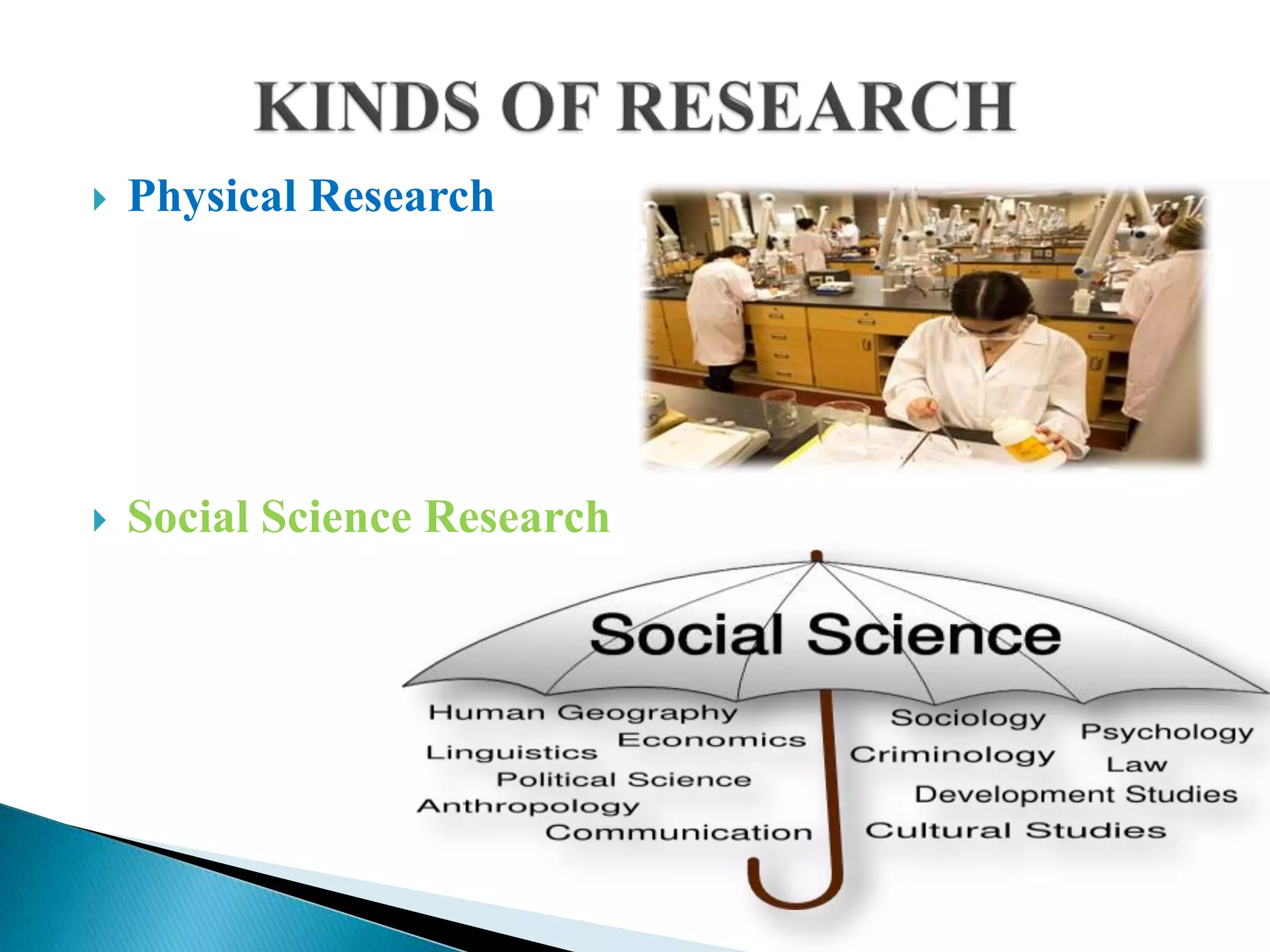  Physical Research
 Social Science Research
 