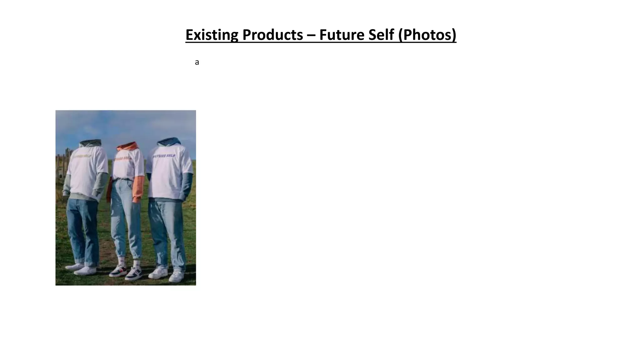Existing Products – Future Self (Photos)
a
 