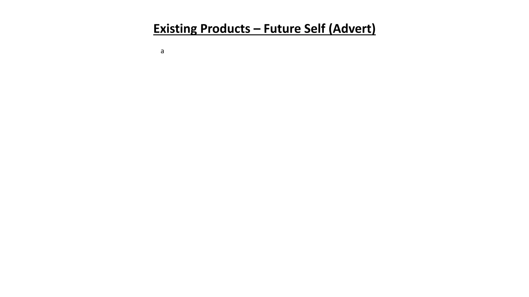 Existing Products – Future Self (Advert)
a
 