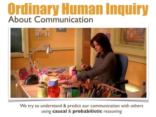 Ordinary Human Inquiry
We try to understand & predict our communication with others
using causal & probabilistic reasoning
About Communication
 