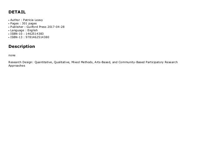 Research Design Quantitative Qualitative Mixed Methods Arts Based 