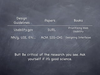 1. Research-driven
design grounds us in
       reality