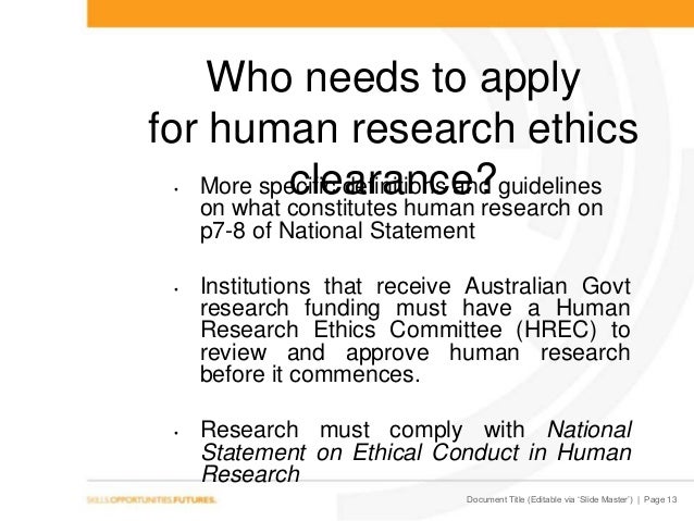 minimum requirements for a human research ethics committee in australia