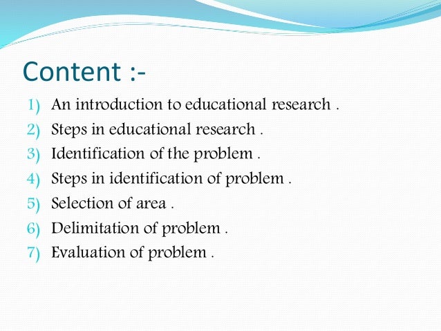 Research identification of the problem