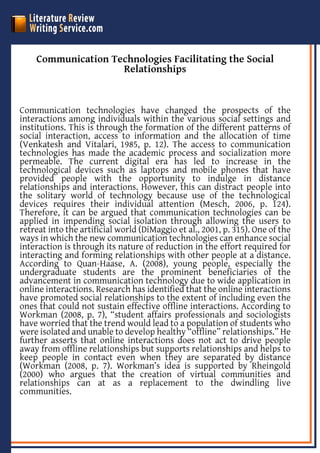 Research Literature Review Sample | PDF