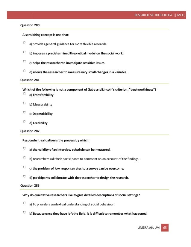 Research Methodology Mcq