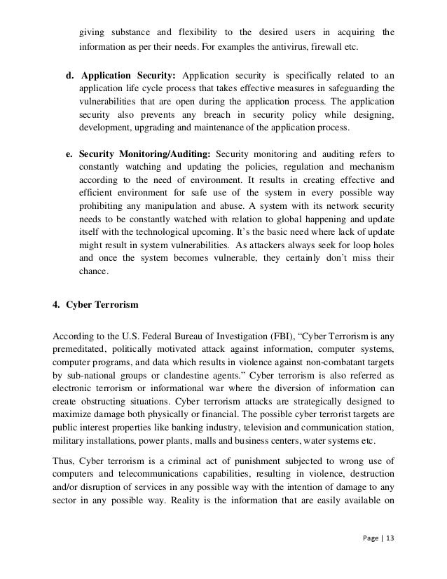 Cyber terrorism essay