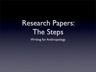 Research Papers:
   The Steps
  Writing for Anthropology