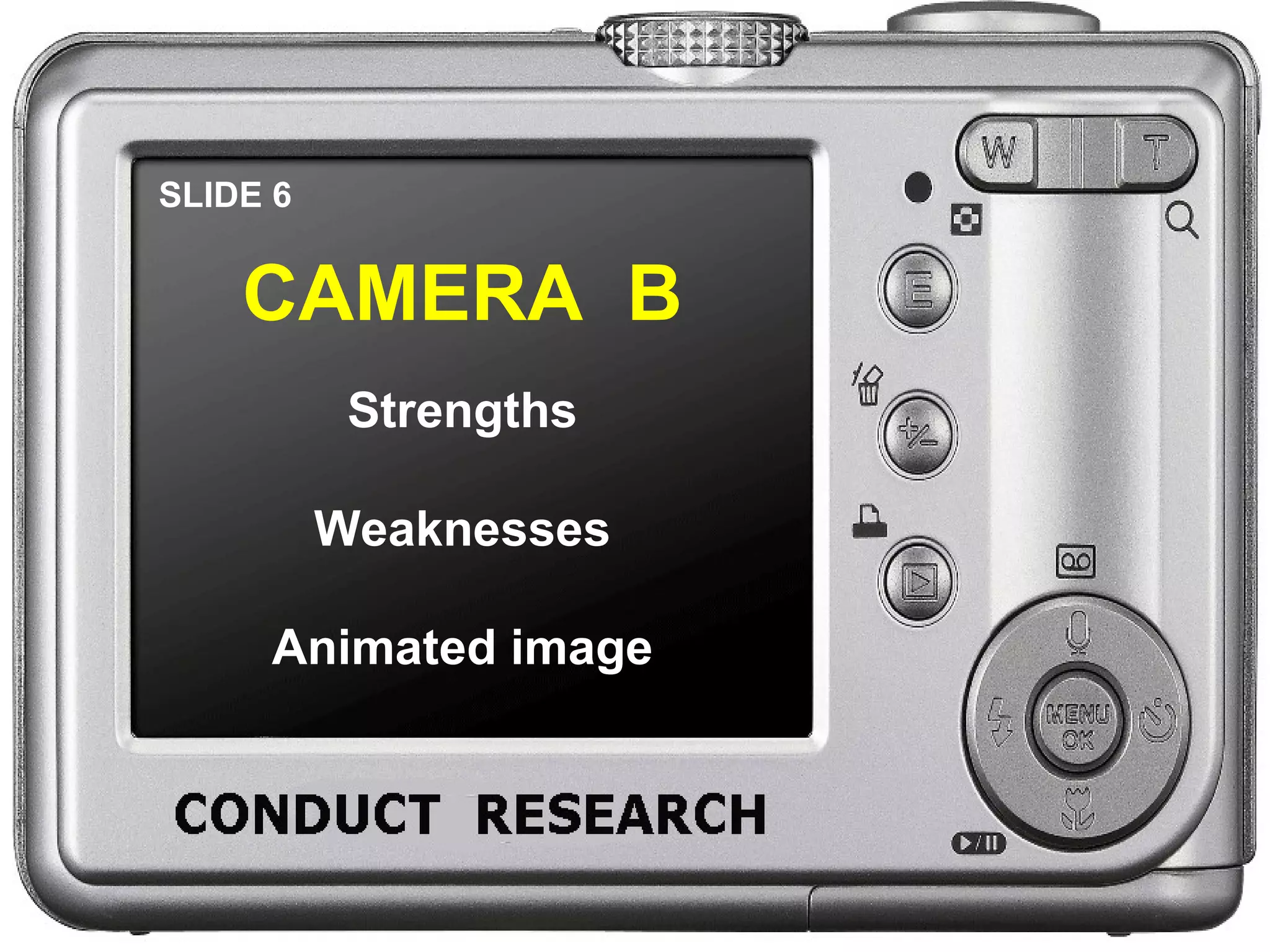 SLIDE 6 CAMERA B Strengths Weaknesses Animated image