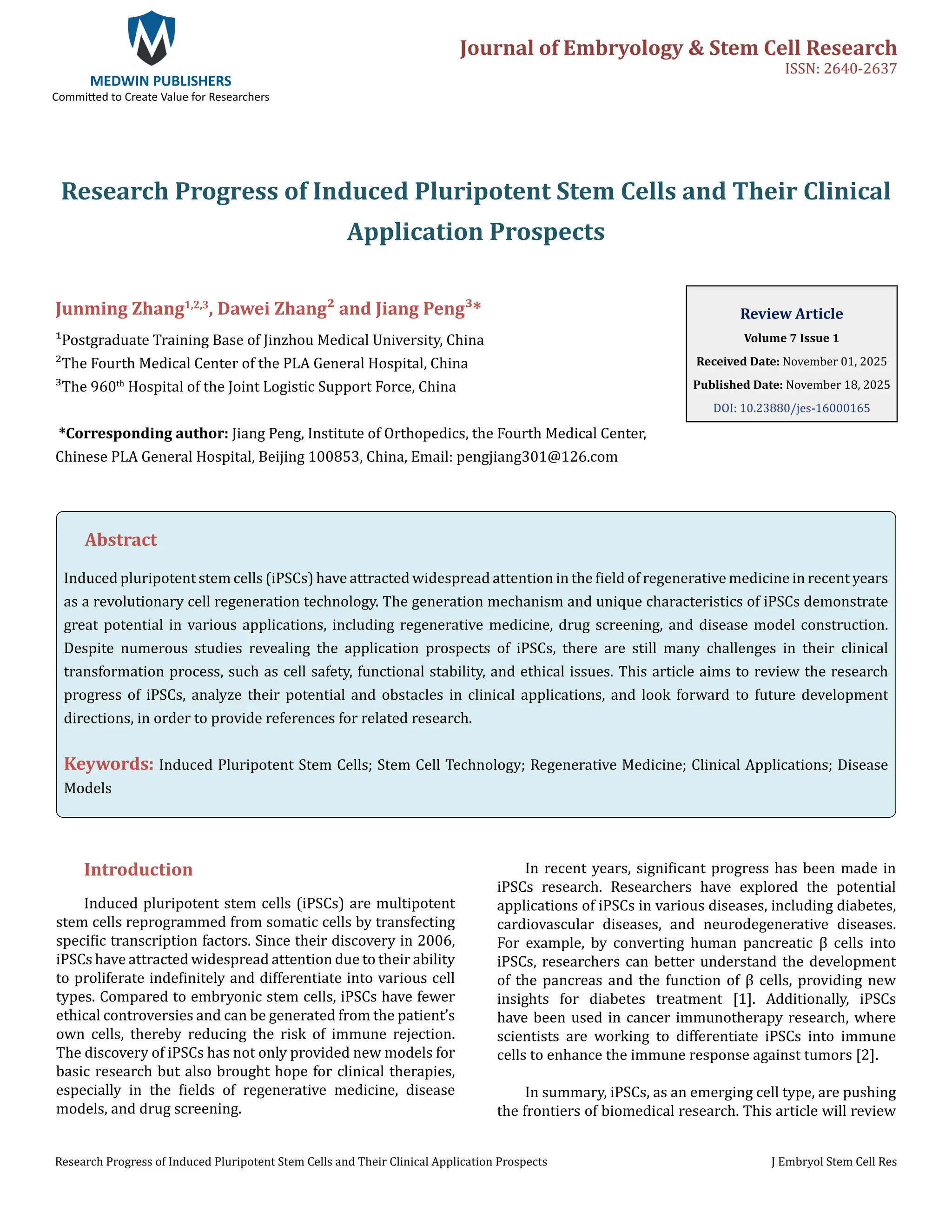 Research Progress of Induced Pluripotent Stem Cells and Their Clinical ...