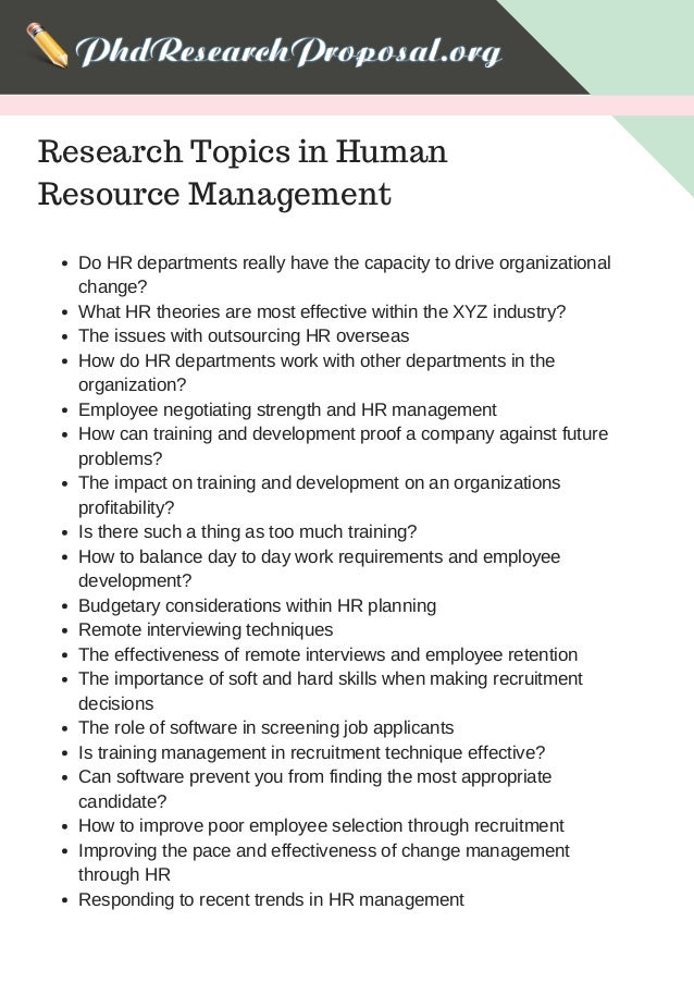 quantitative research topics in human resource management