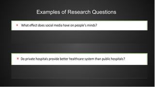 Examples of Research Questions
 