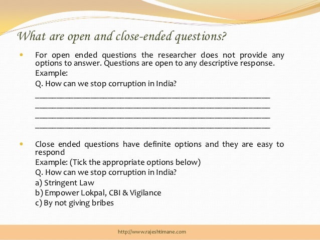 example of questionnaire questions