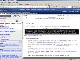 This page also displays any “pending legislation” in the current session of Congress which has the potential to affect your statute. 