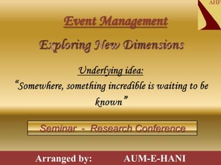 Event Management




Seminar - Research Conference


Arranged by:    AUM-E-HANI
 