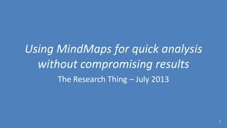 Using MindMaps for quick analysis
without compromising results
The Research Thing – July 2013
1
 