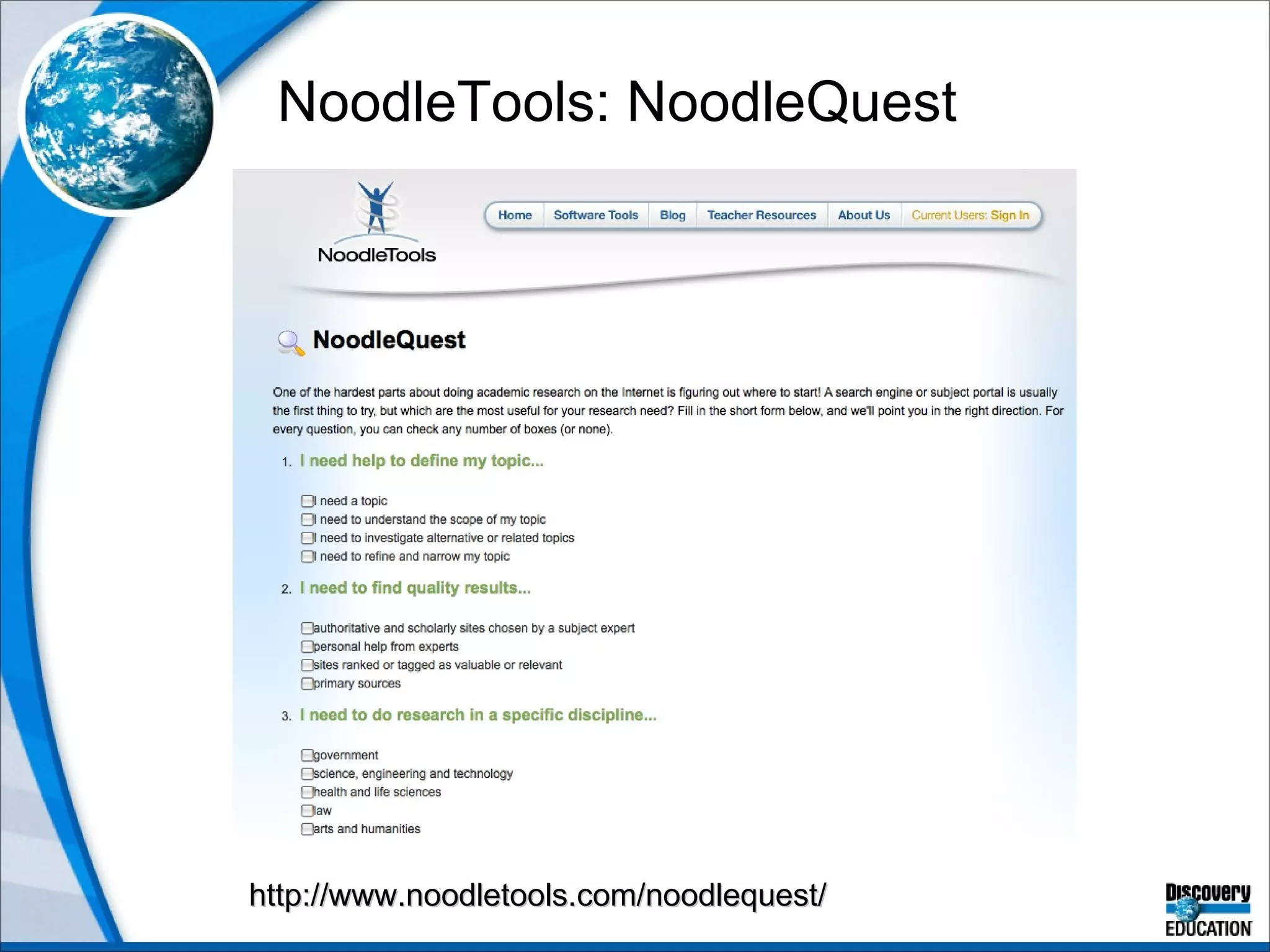 NoodleTools: NoodleQuest http://www.noodletools.com/noodlequest/ 