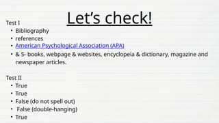 Bibliography, references, and Literature Cited in APA Format | PPTX
