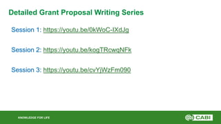 KNOWLEDGE FOR LIFE
Detailed Grant Proposal Writing Series
Session 1: https://youtu.be/0kWoC-IXdJg
Session 2: https://youtu...