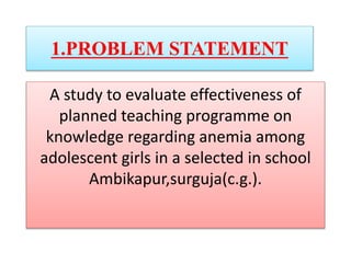 research problem statement in pediatric nursing