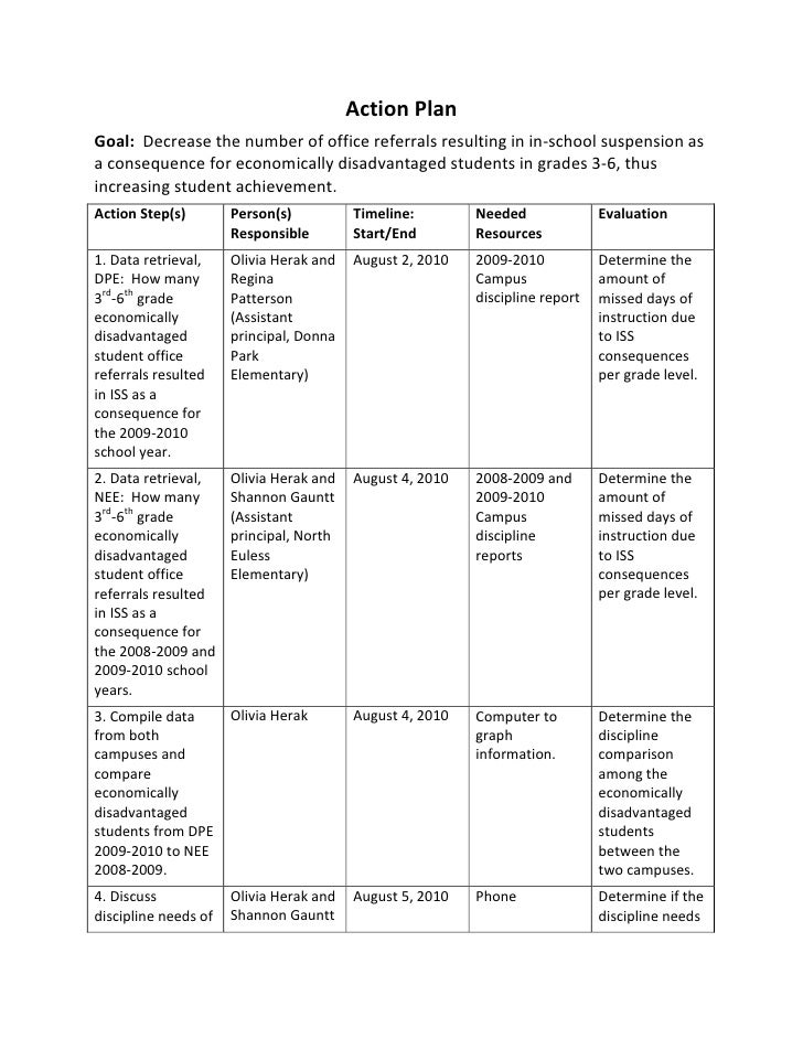 sample action plan on research