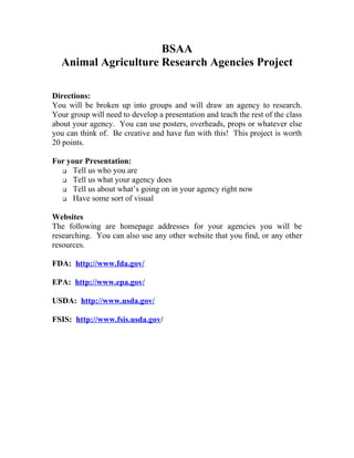 Research Agency Research Project
