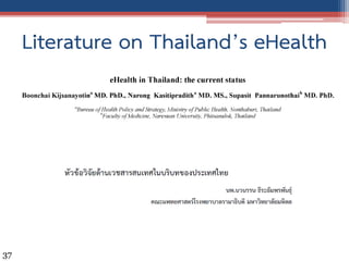 Literature on Thailand’s eHealth
37
 