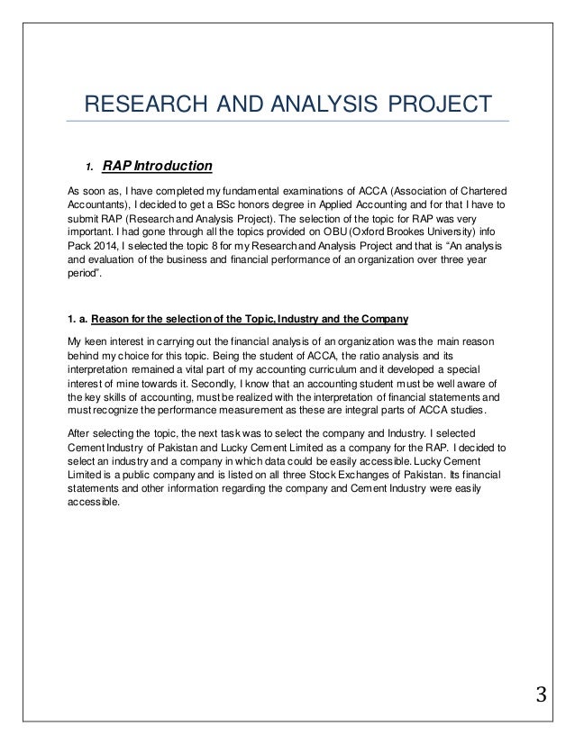 research and analysis project