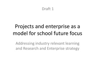 Draft 1



Projects and enterprise as a
model for school future focus
 Addressing industry relevant learning
 and Research and Enterprise strategy
 