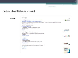 IJTHI
Anabela Mesquita
17
Indexes where this journal is ranked
 
