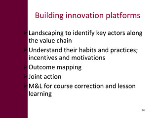 Innovation systems and value chain approaches: From principles to practice