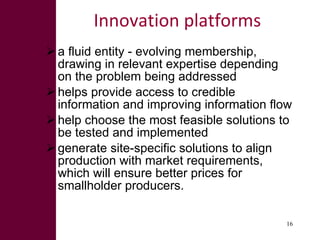 Innovation systems and value chain approaches: From principles to practice