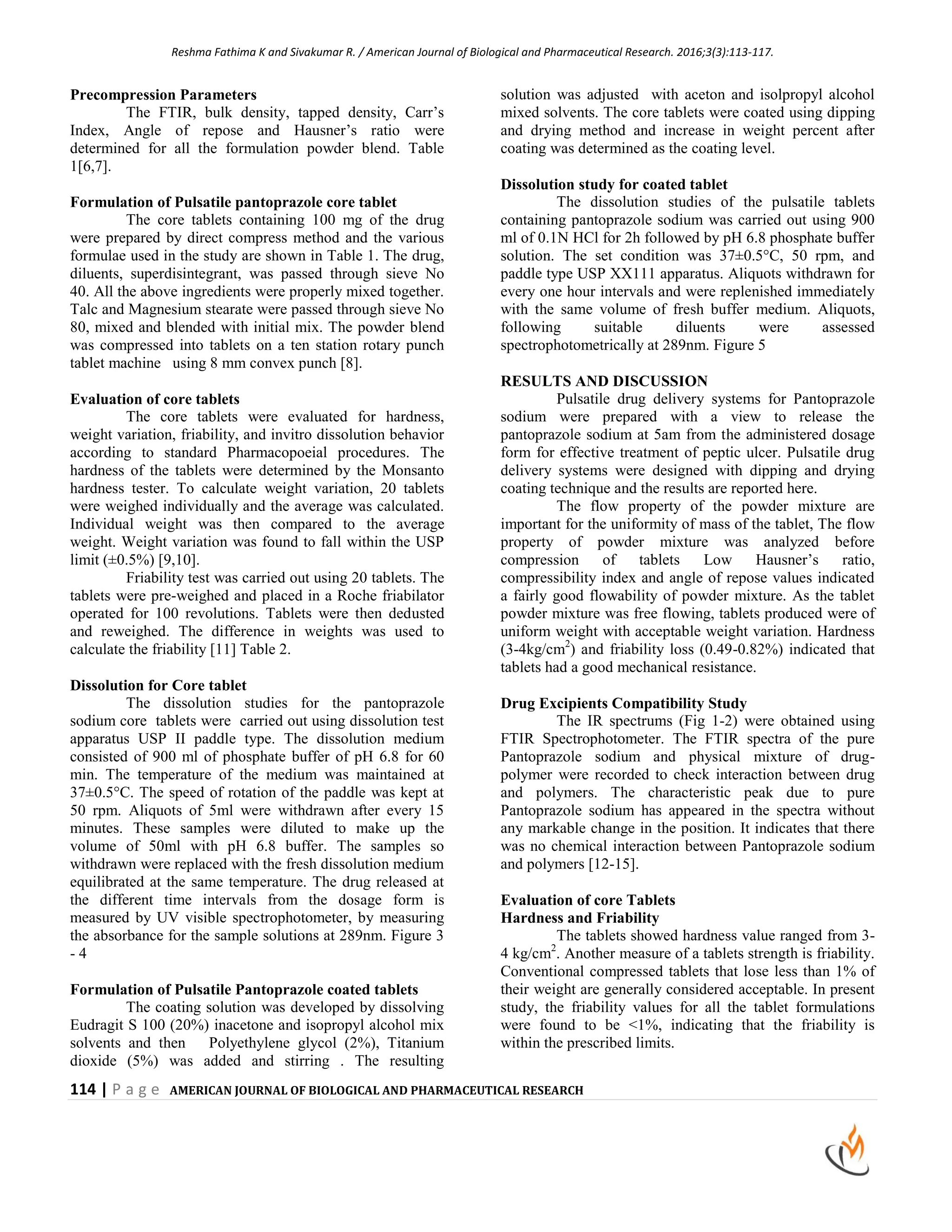 DESIGN AND EVALUATION OF PULSATILE DRUG DELIVERY SYSTEM CONTAINING ...