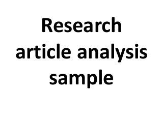 Research
article analysis
sample
 