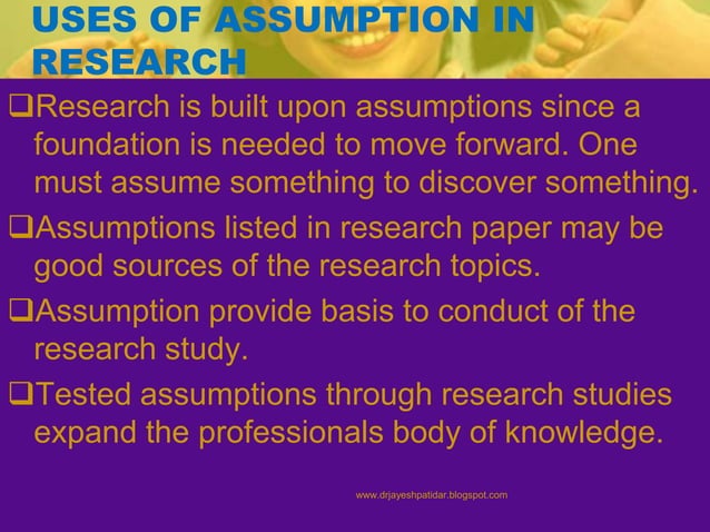 how to write assumptions in research example