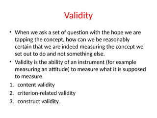 MEASUREMENT SCALE AND RELIABILITY IN RESEARCH | PPTX