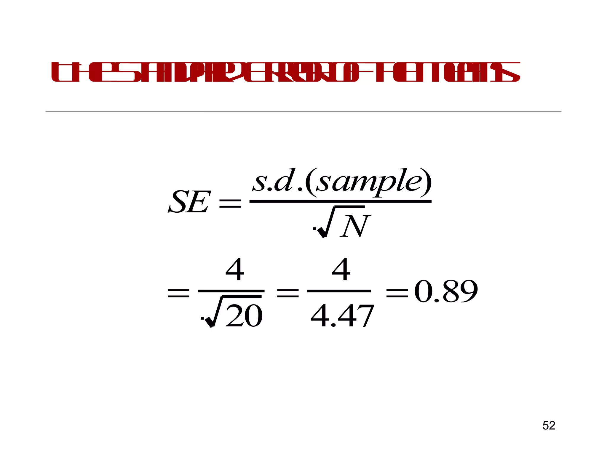 The Standard Error of the Means 