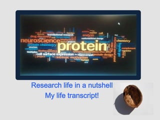 Research life in a nutshell
   My life transcript!
 