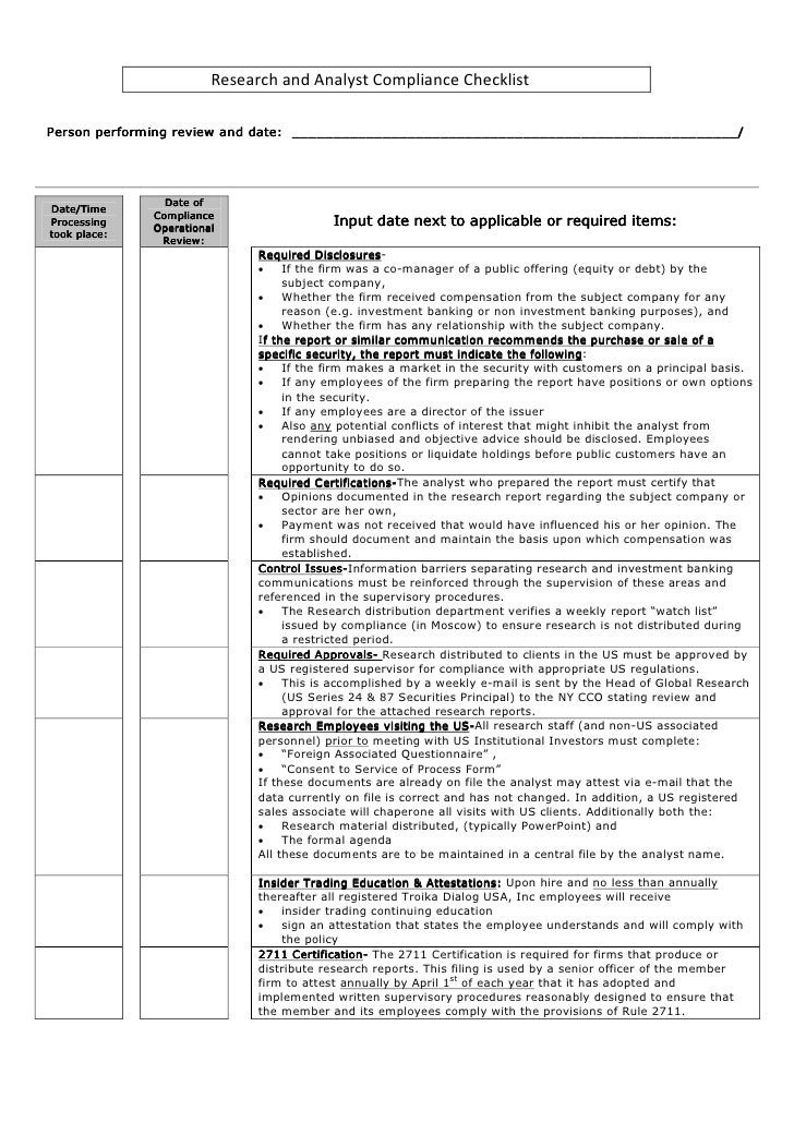 generic checklist